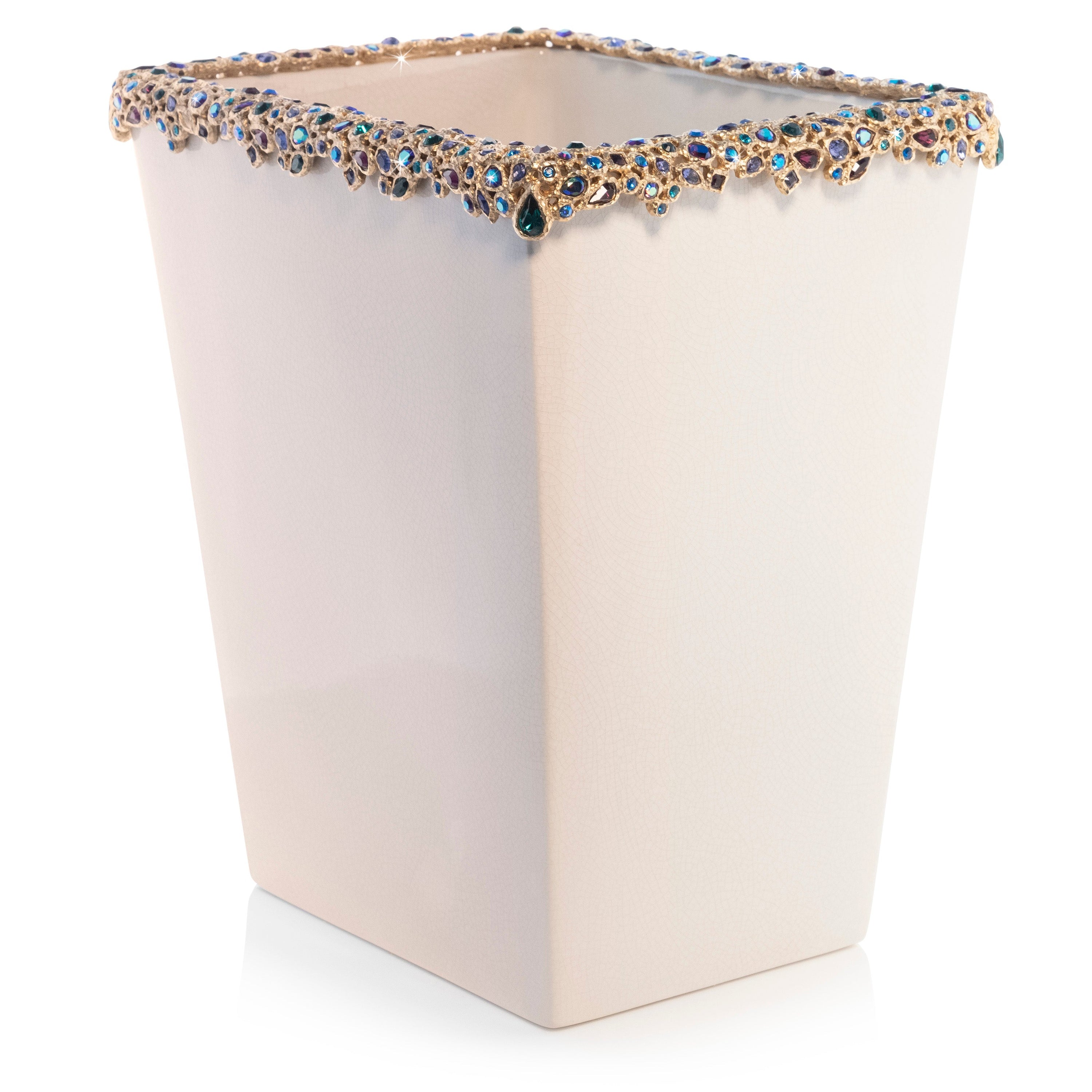 White - Bejeweled - Trash Bin