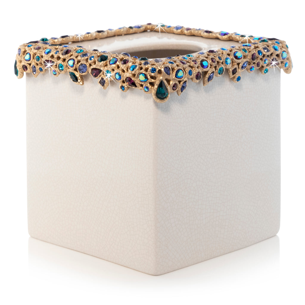 Emerson Bejeweled Tissue Box - Peacock