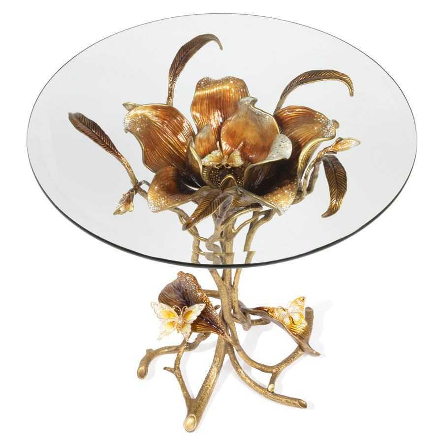 Jay Strongwater Marjorie Magnolia Table - Gold & White.