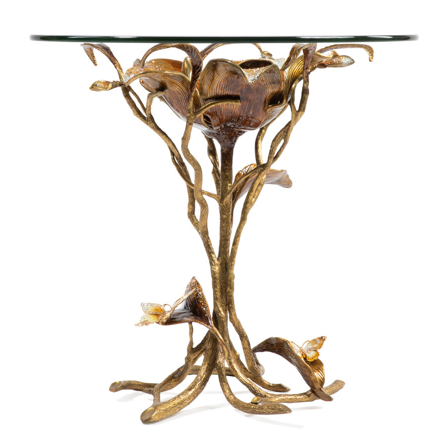 Jay Strongwater Marjorie Magnolia Table - Gold & White.