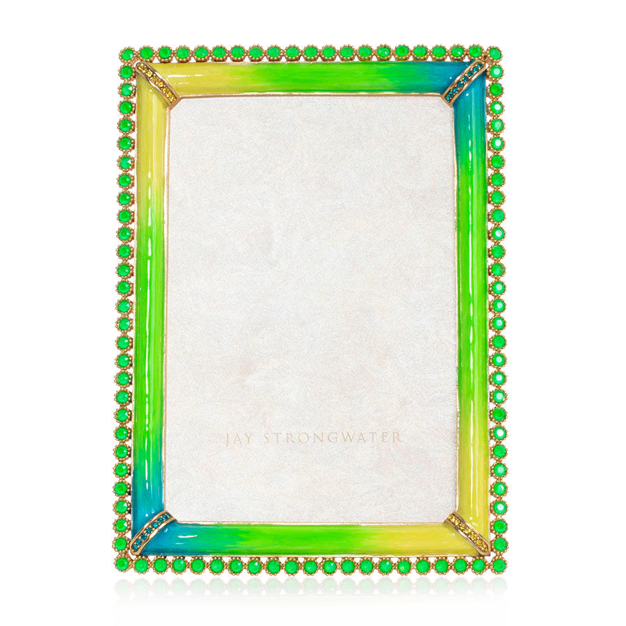 Jay Strongwater Lorraine Stone Edge 4" x 6" Frame - Electric Green.