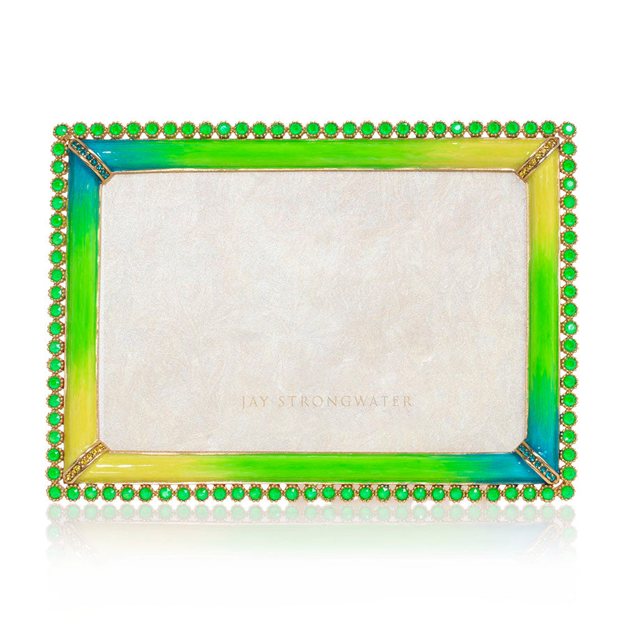 Jay Strongwater Lorraine Stone Edge 4" x 6" Frame - Electric Green.