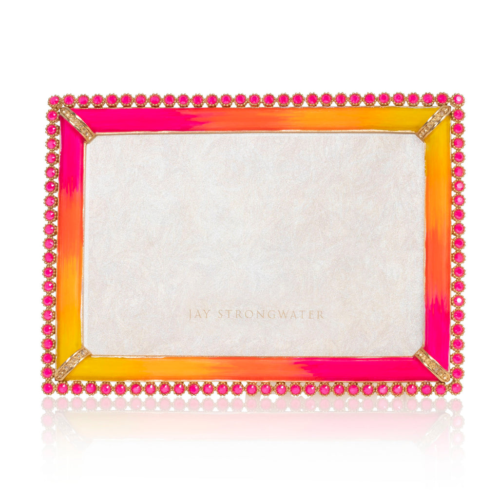 Jay Strongwater Lorraine Stone Edge 4" x 6" Frame - Electric Pink.