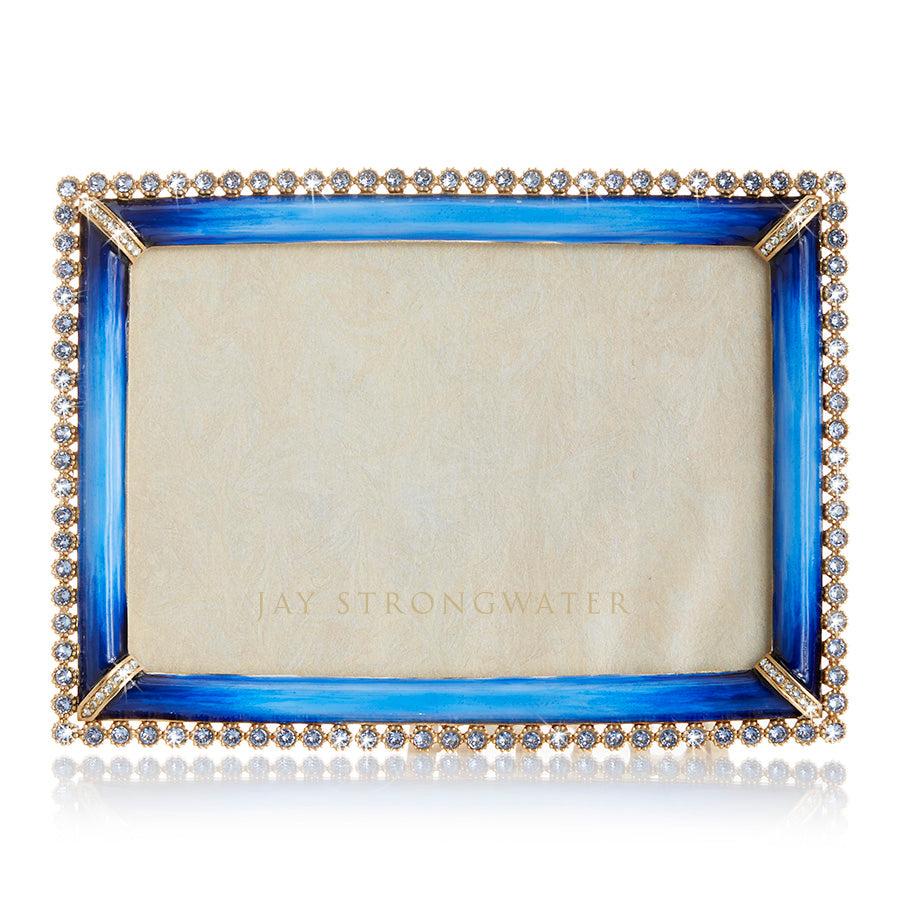 Jay Strongwater Lorraine Stone Edge 4" x 6" Frame - Lapis.