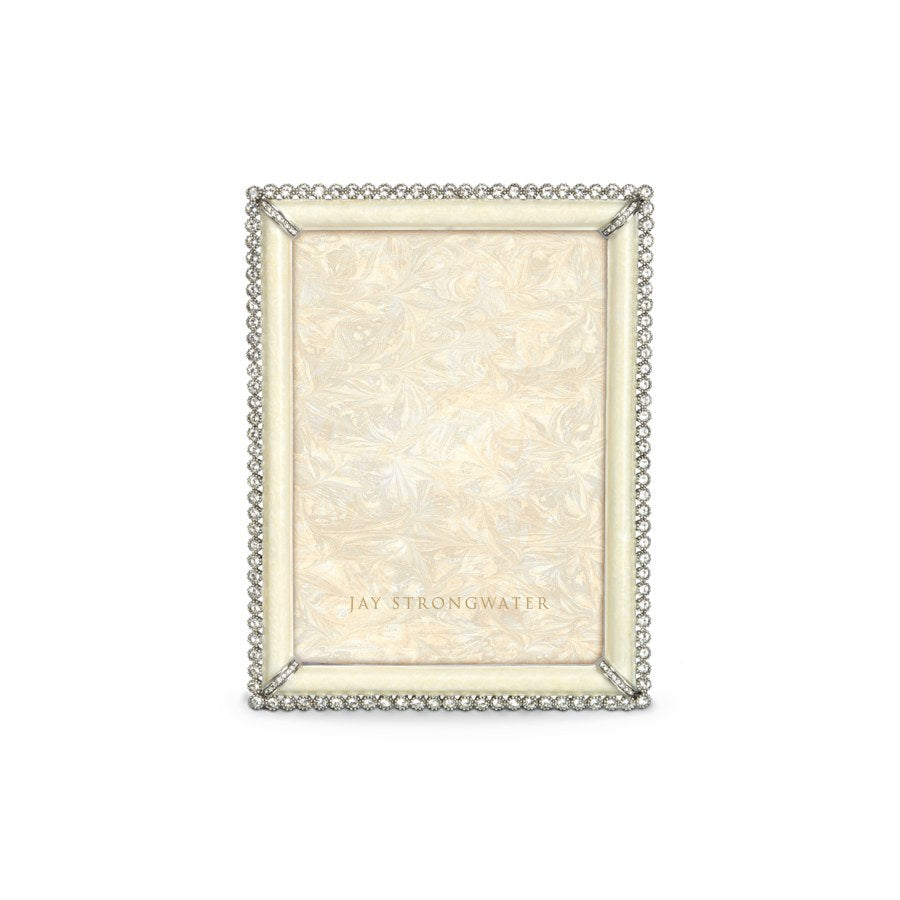 Jay Strongwater Lucas Stone Edge 5" x 7" Frame - Crystal Pearl.