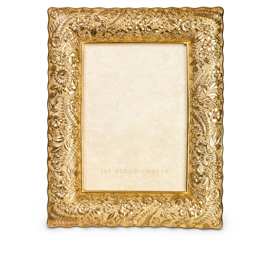 Jay Strongwater Katerina Ruffle Edge Floral 5" x 7" Frame - Gold.