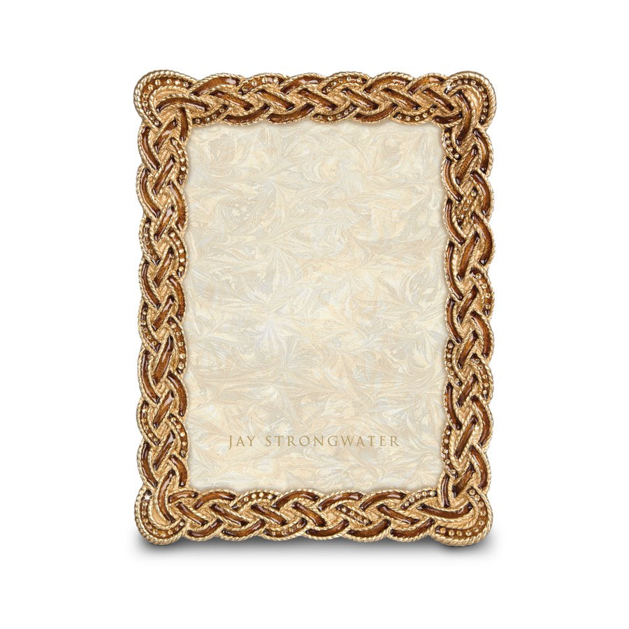 Jay Strongwater Belinda Braided 5" x 7" Frame - Amber.