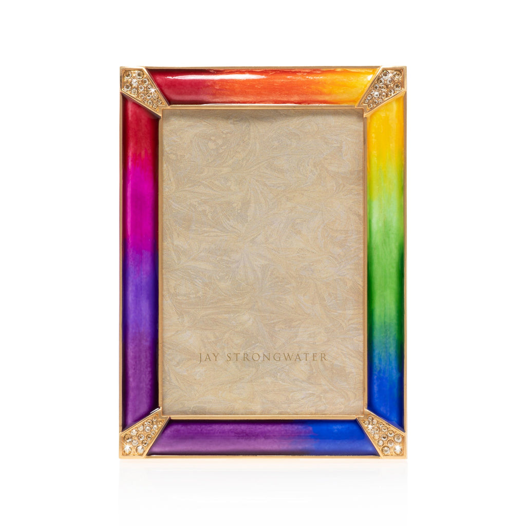 Jay Strongwater Leonard Pavé Corner 4" x 6" Frame - Rainbow.