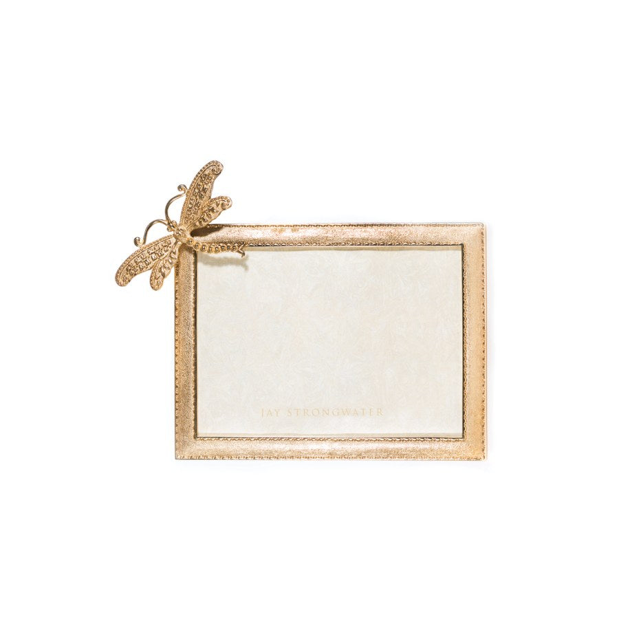 Jay Strongwater Tori Dragonfly 5" x 7" Frame - Gold.