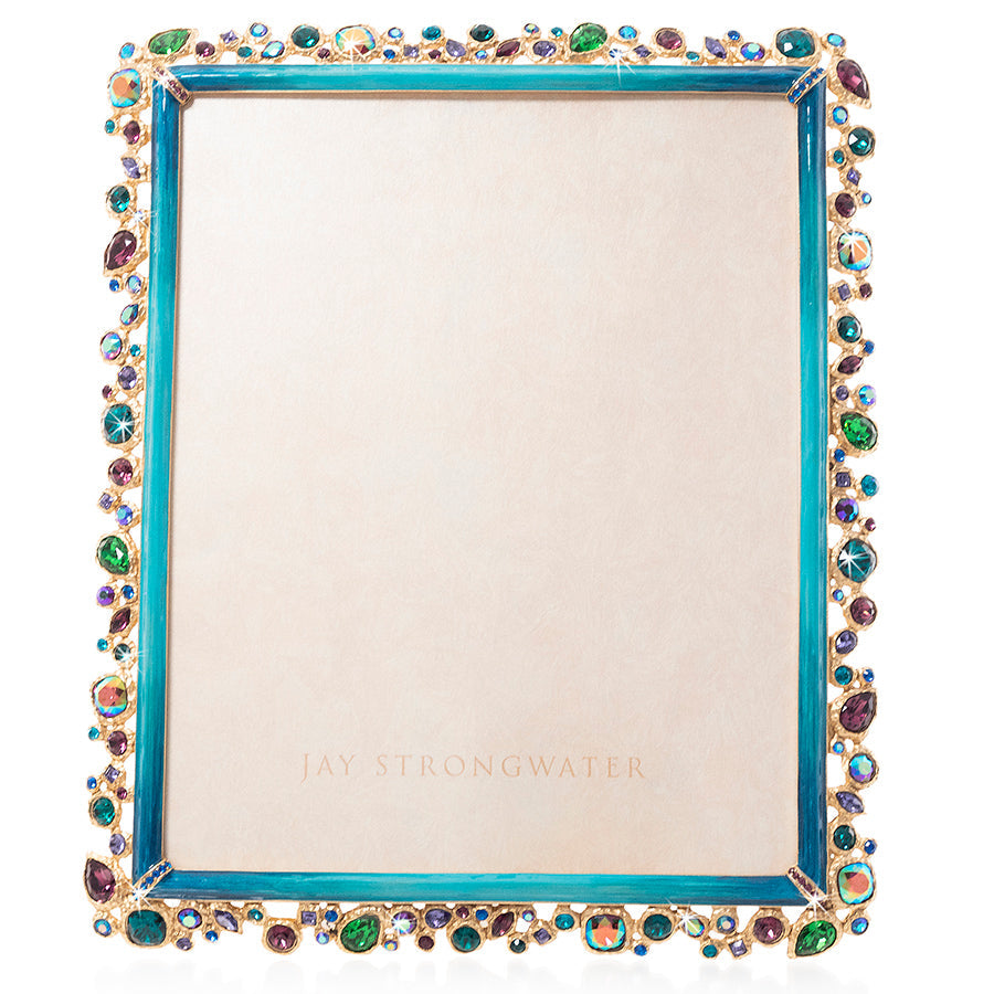 Jay Strongwater Theo Bejeweled 8" x 10" Frame - Peacock.