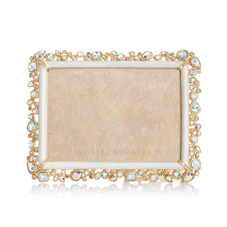 Jay Strongwater Leslie Bejeweled 5" x 7" Frame - White Opal.