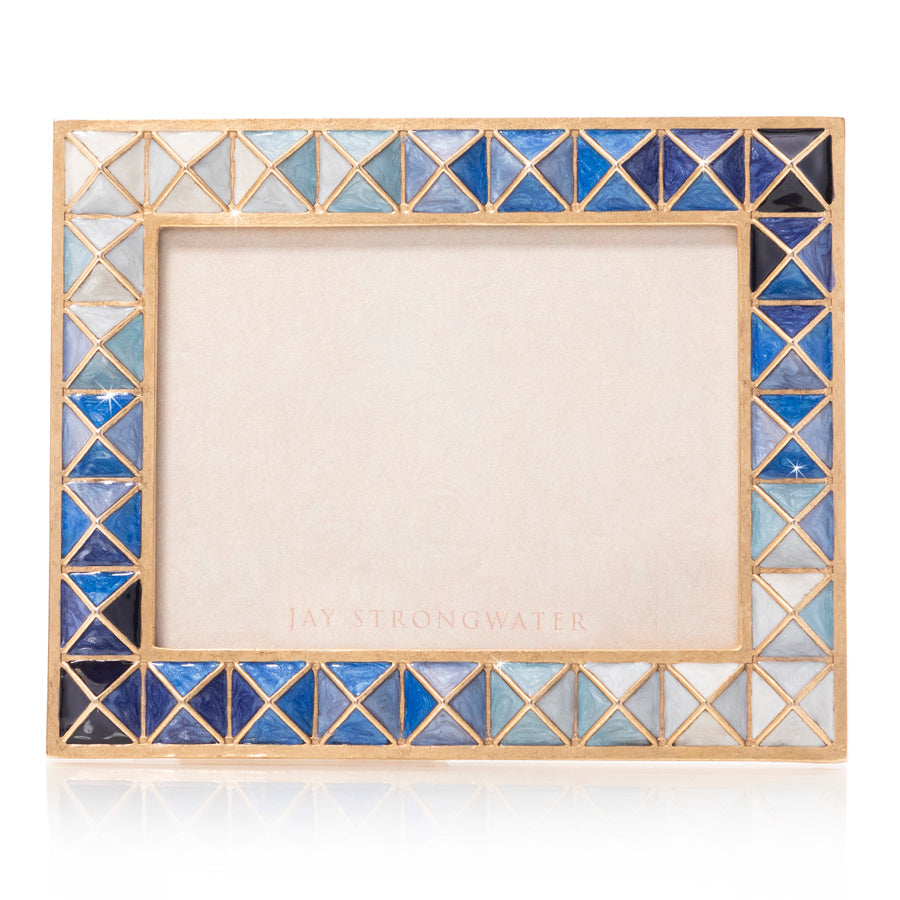 Jay Strongwater Abaculus Pyramid 3" x 4" Frame - Delft Garden.
