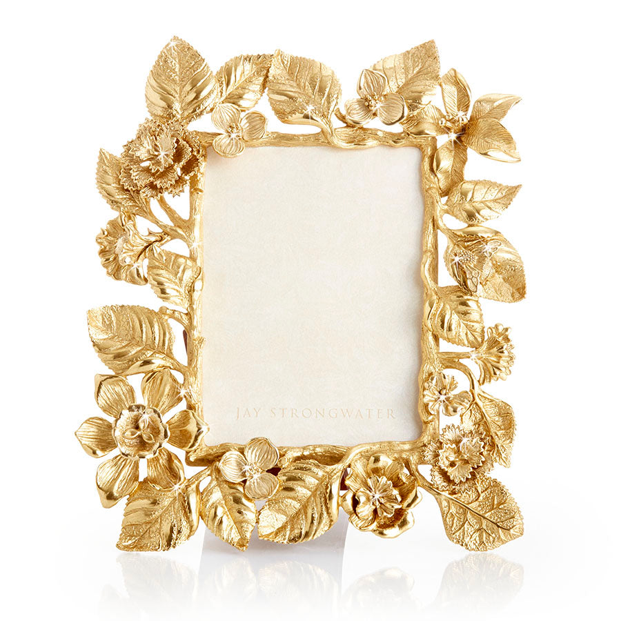 Jay Strongwater Maeve Dutch Floral 5" x 7" Frame - Gold.