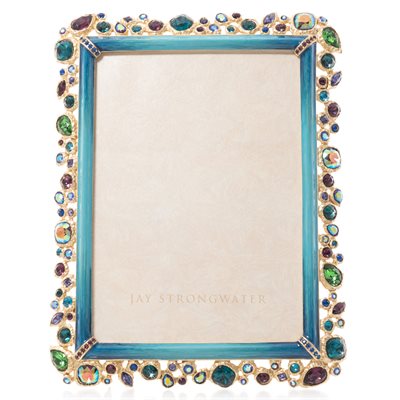 Jay Strongwater Leslie Bejeweled 5" x 7" Frame - Peacock.
