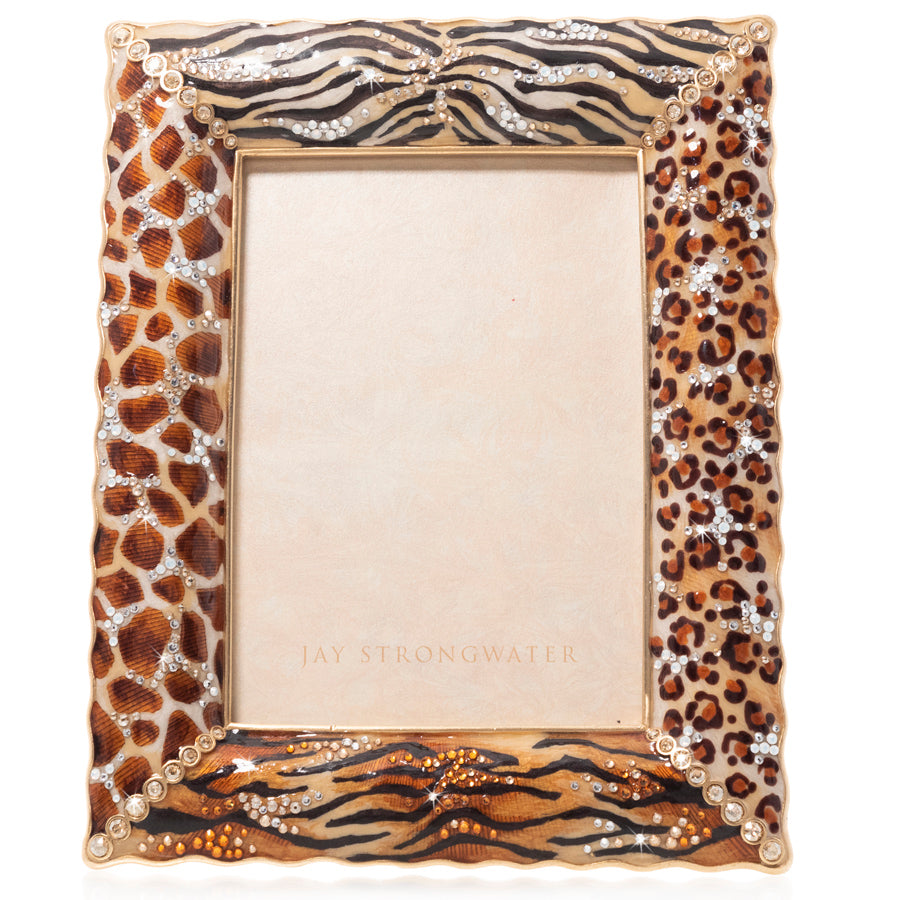Jay Strongwater Demi Mixed Animal Print 5" x 7" Frame - Jungle.